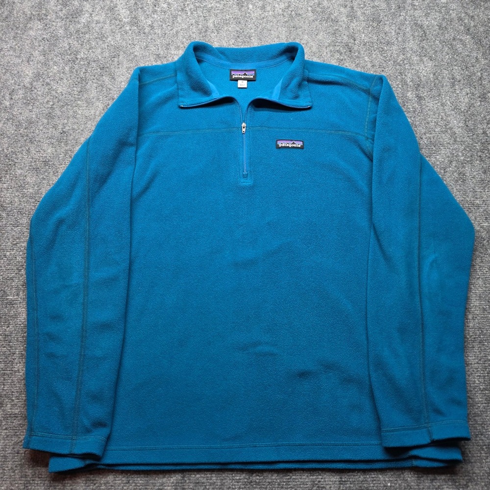 Patagonia Mens Micro D Quarter Zip Fleece Pullover Blue Teal M 26176